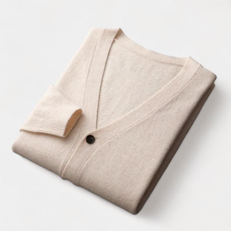 Charles Men’s Merino Wool Cardigan – Luxury Knitwear with Classic Button Design White