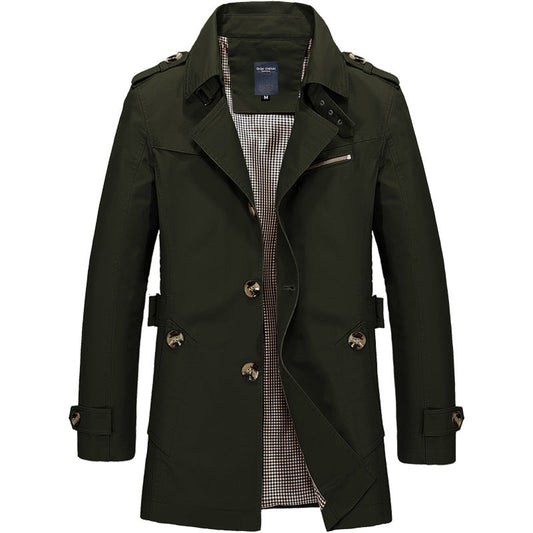 Adrian Men’s Classic Winter Trench Coat – Warm and Stylish Outerwear Dark Green