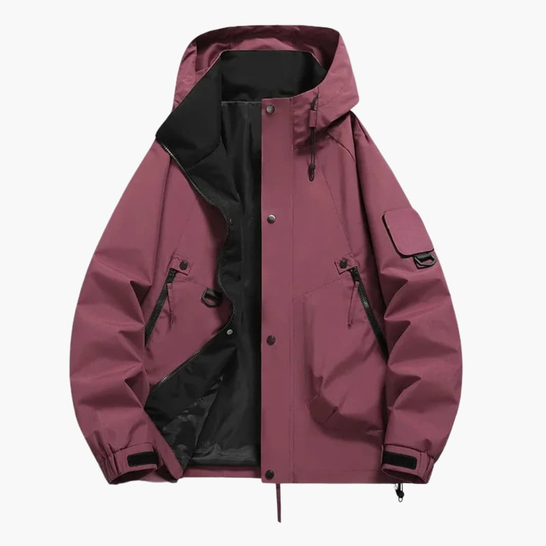 Waterproof Snow Jacket with Hood and Zip Pockets
