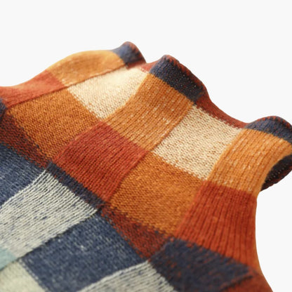 Casual Plaid Crew Neck Wool Sweater for Women