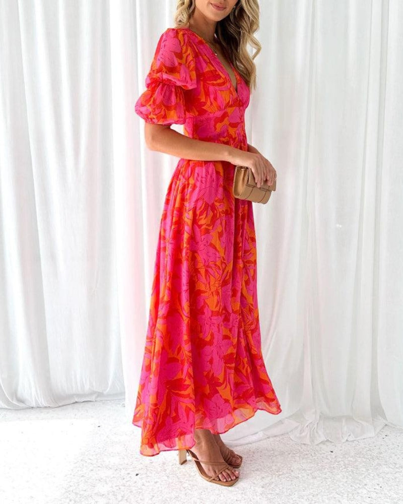Beautiful Long Red Pink Evening Dress