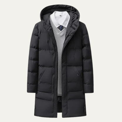 Warm Men's Long Padded Parka Jacket with Hood - Nocini