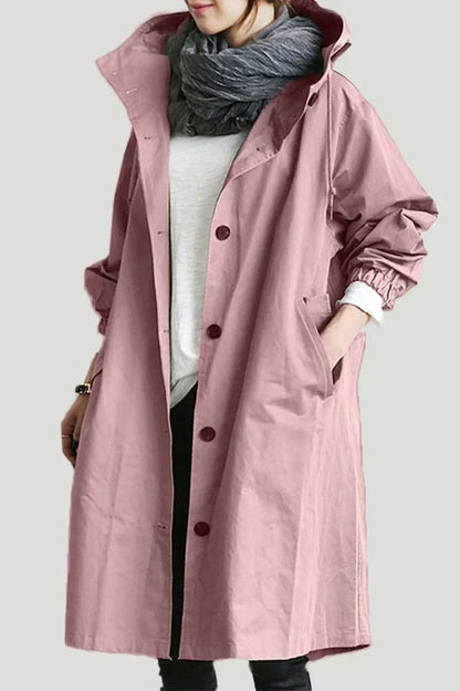 Waterproof trench coat with hood for women - Long and warm