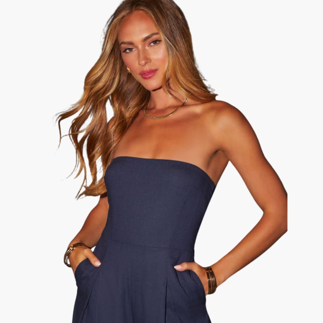 Women's Sleeveless Flowy Jumpsuit with Flared Legs