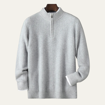 Warm Men's Cashmere Quarter Zip Knit Sweater