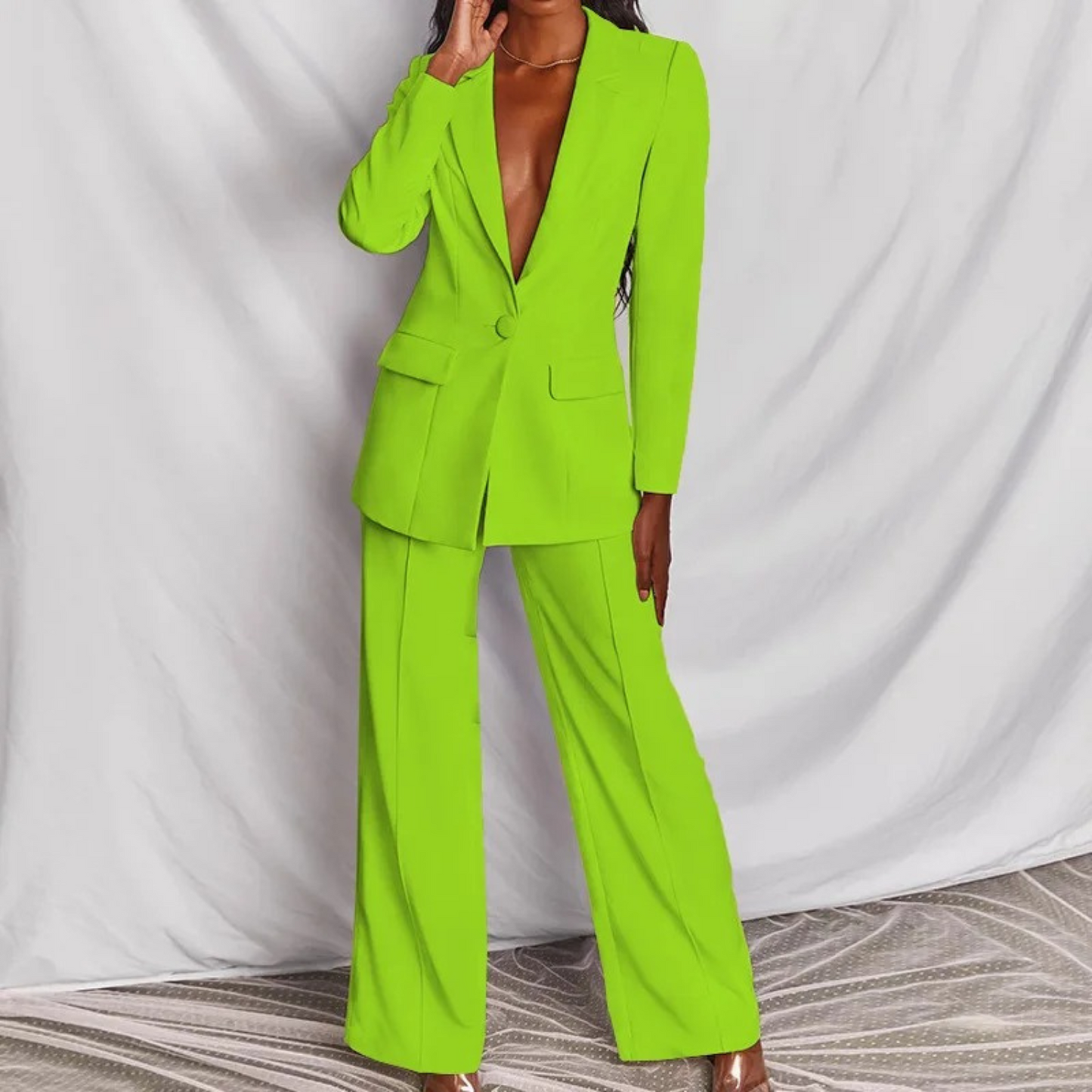 Women's Bina Blazer and Pants Set, Long Sleeve