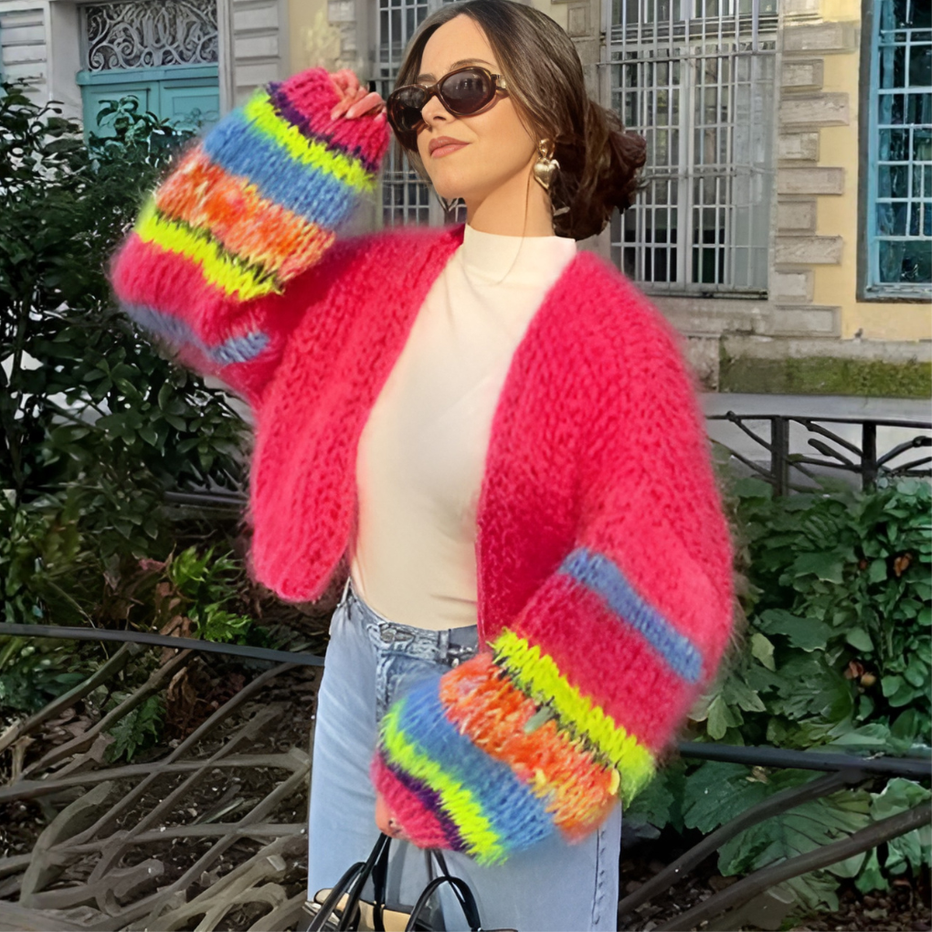 Women's Classic Stripe Open Cardigan Sweater