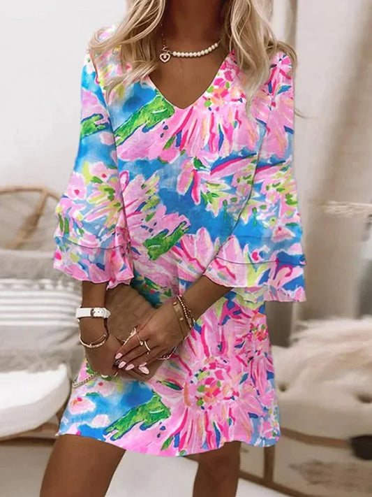 Women's dress with V-neck | Mini