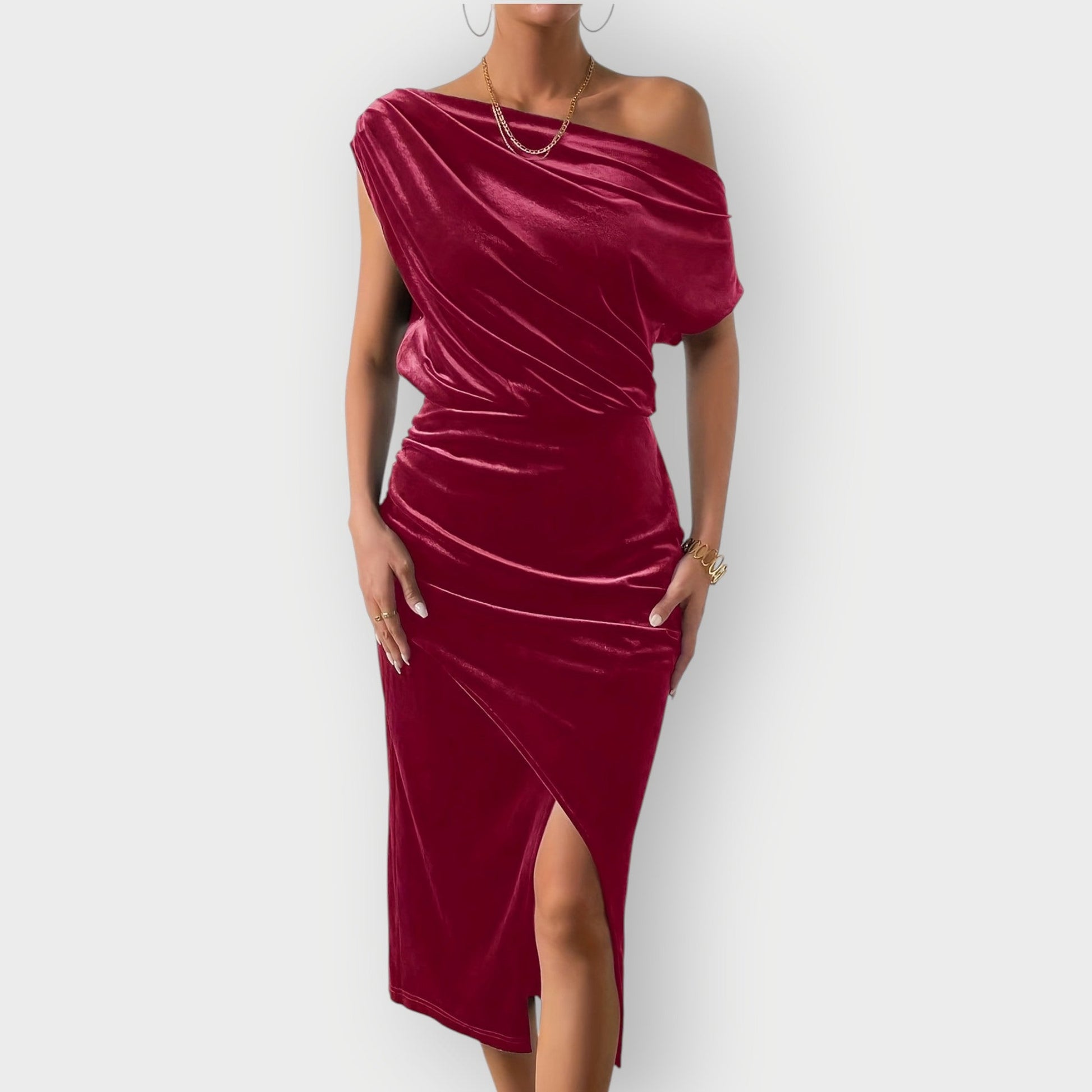 Chic Cold Shoulder Knee Length Dress - Olytrend