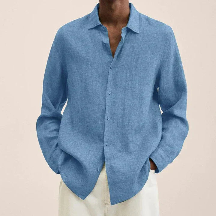 Versatile and lightweight men's linen shirt, elegantly styled