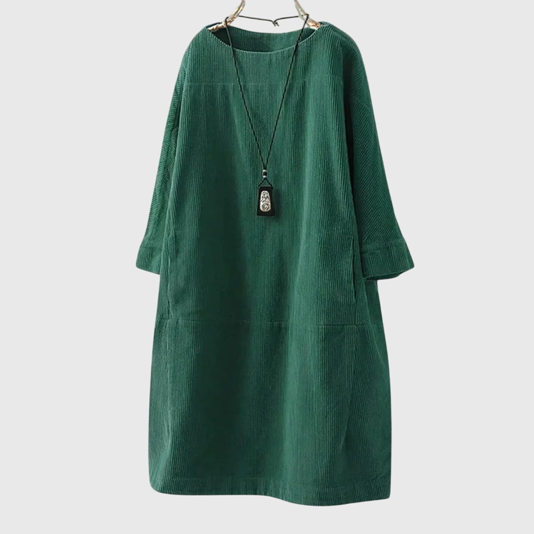Casual Button Front Corduroy Dress