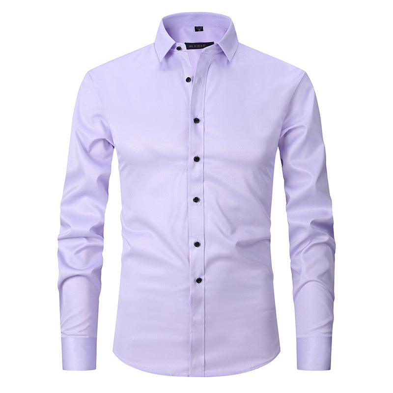 Allen – Long-sleeved slim men's shirt in solid stretch