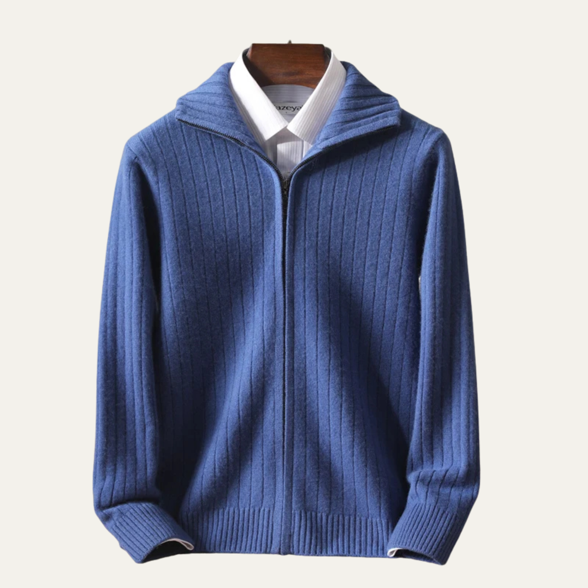 Warm Men's Merino Wool Zip Up Cardigan