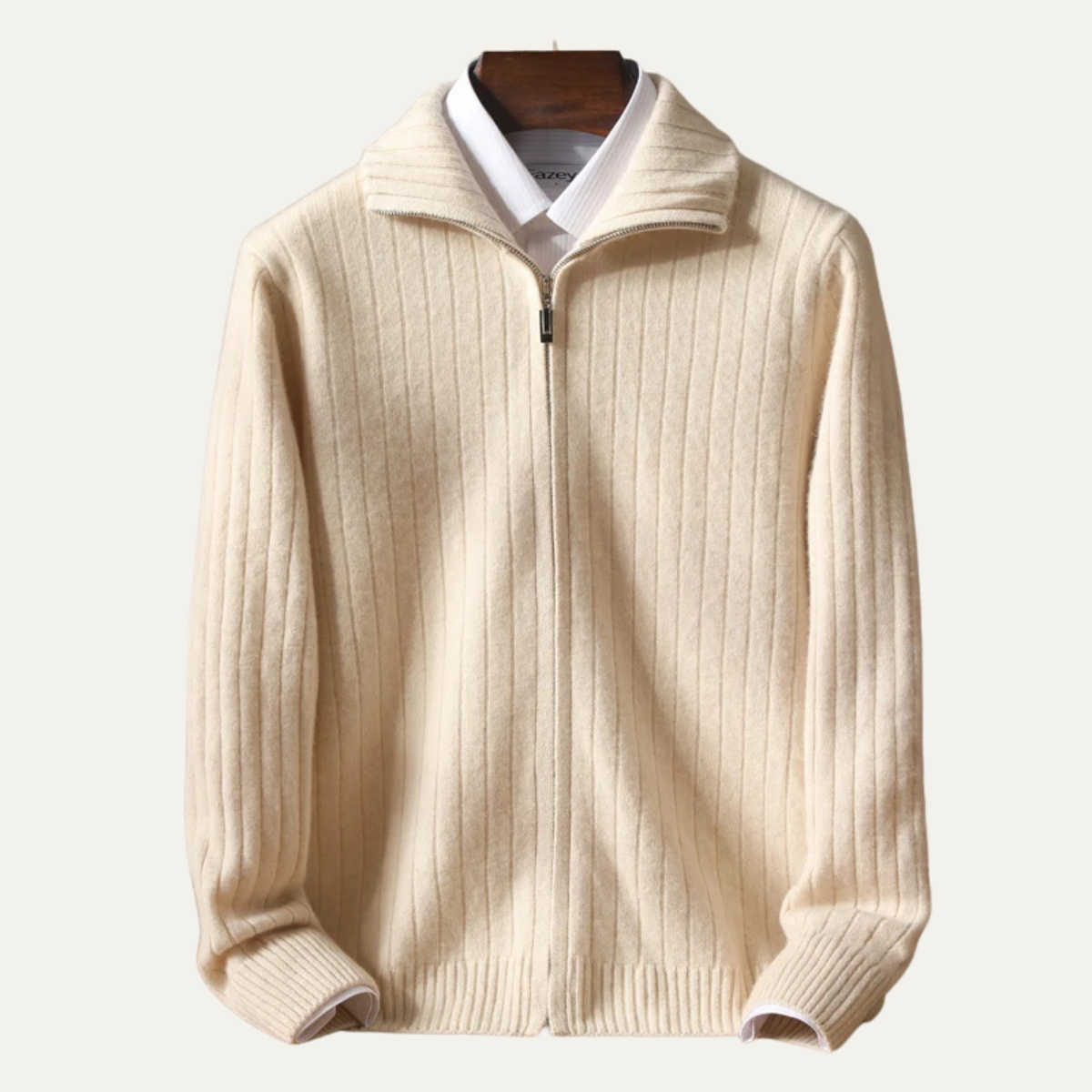 Warm Men's Merino Wool Zip Up Cardigan