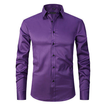 Allen – Long-sleeved slim men's shirt in solid stretch