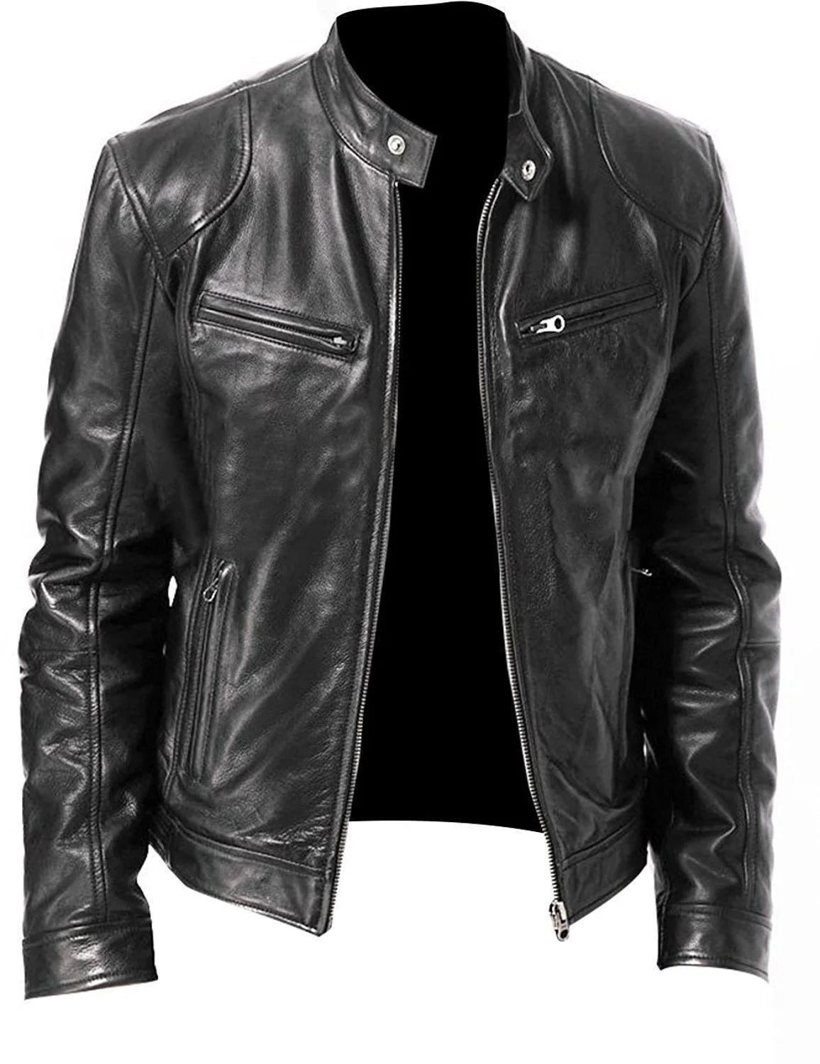 Brodie jacket in PU leather with stand-up collar