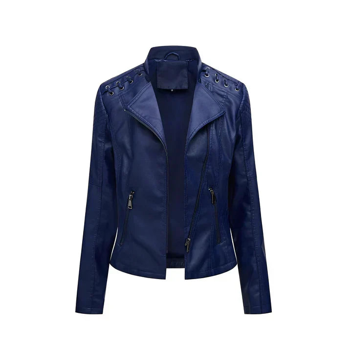 Arline Zippered Leatherette Jacket