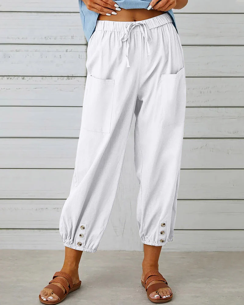 Breathable pants - casual style with hem and elastic pockets
