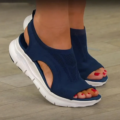 Women's sandals - Sporty slip-on - Breathable mesh - Cushioned sole