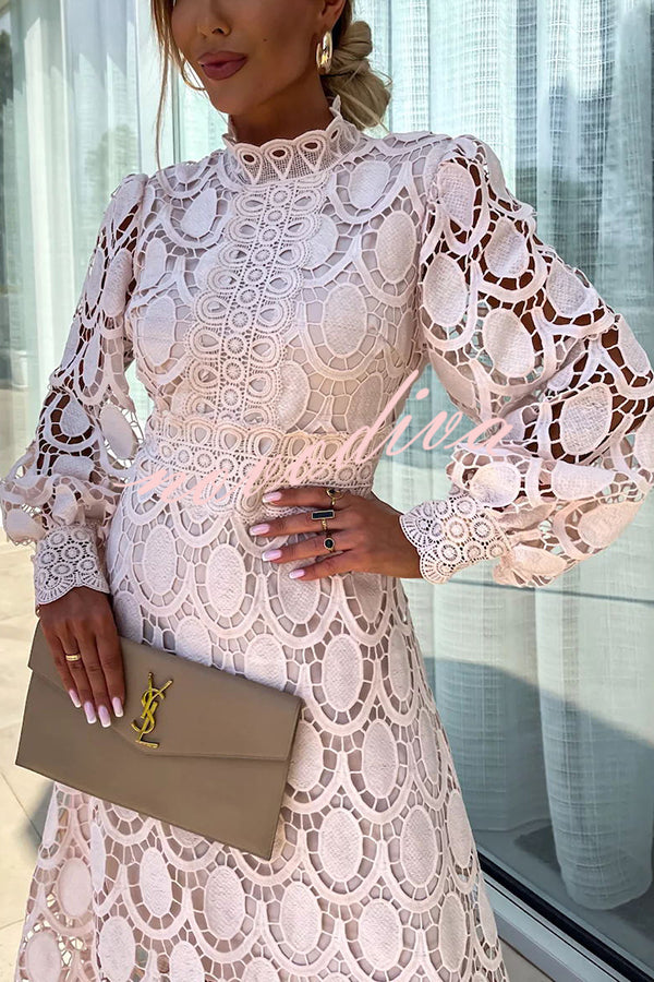 Beatrix | Festive Women's Dress with Puff Sleeves made of Lace for Wedding Guest