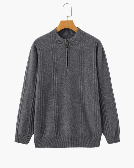 Adrian Cashmere Half-Zip Jumper for Men – Luxurious Knitwear Essential Gray