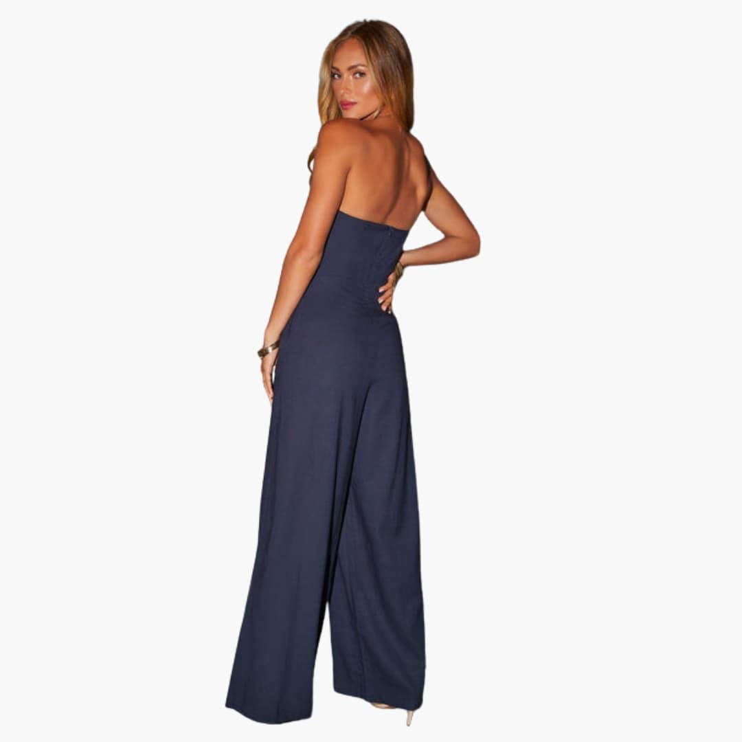 Women's Sleeveless Flowy Jumpsuit with Flared Legs