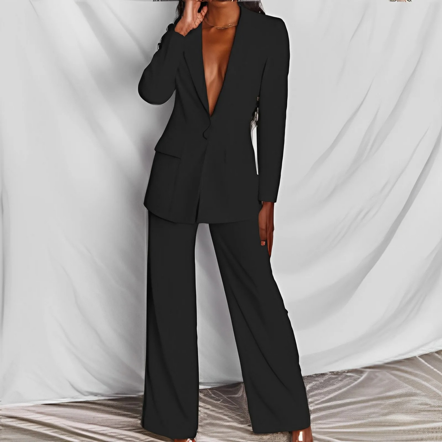 Women's Bina Blazer and Pants Set, Long Sleeve