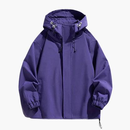 Waterproof Hooded Zip Up Mens Jacket with Adjustable Hem