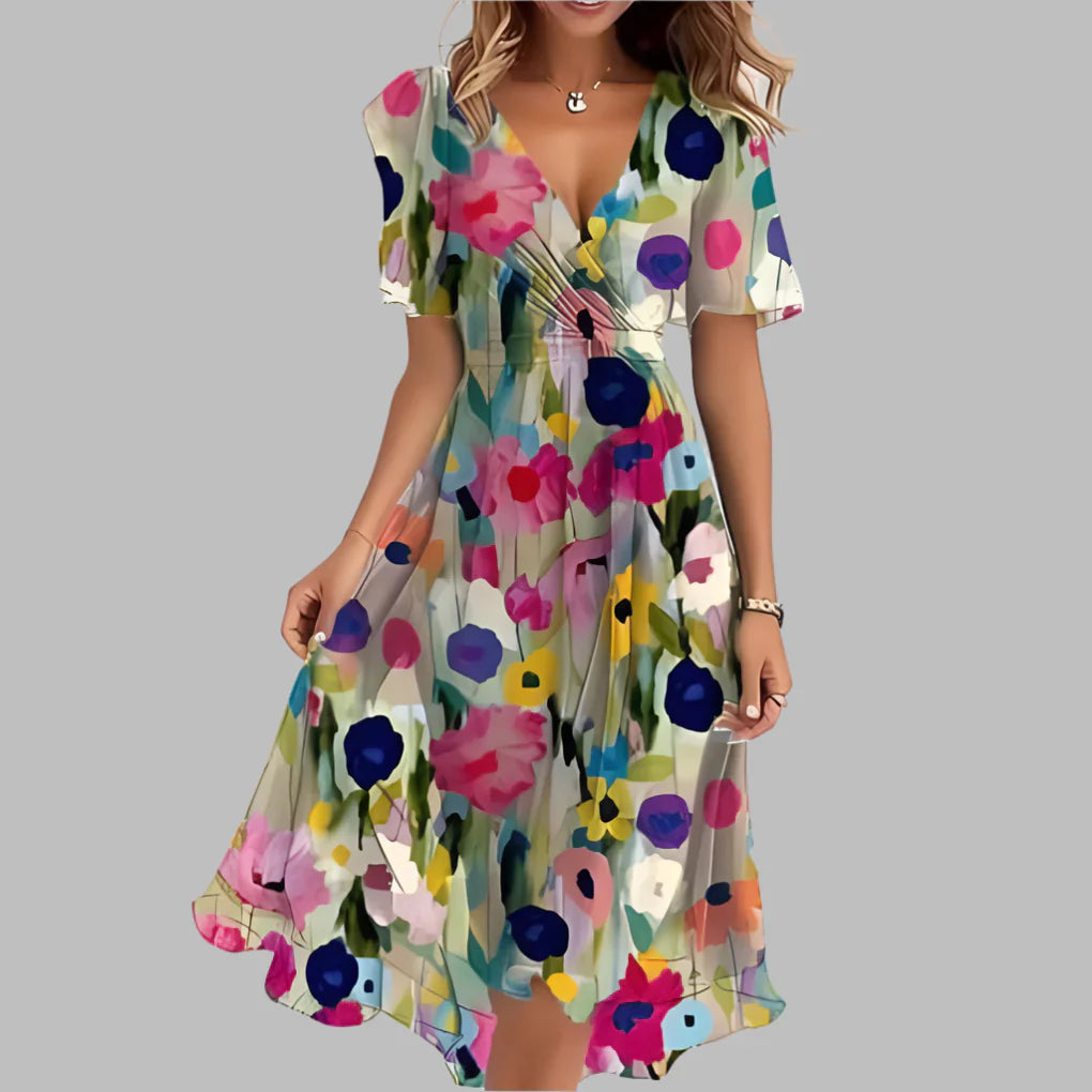 Women's Elegant Flower Bodycon Midi Dress