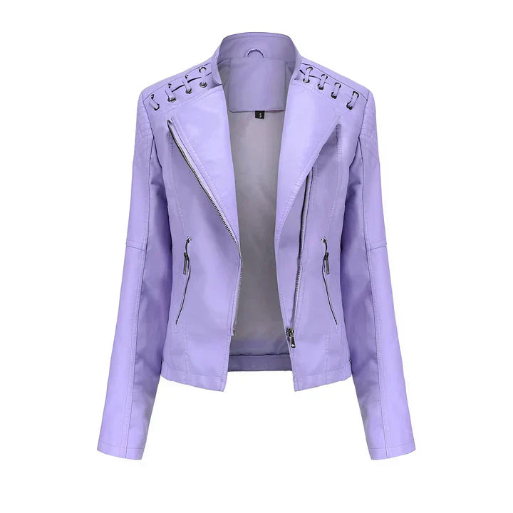 Arline Zippered Leatherette Jacket