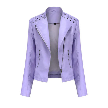 Arline Zippered Leatherette Jacket