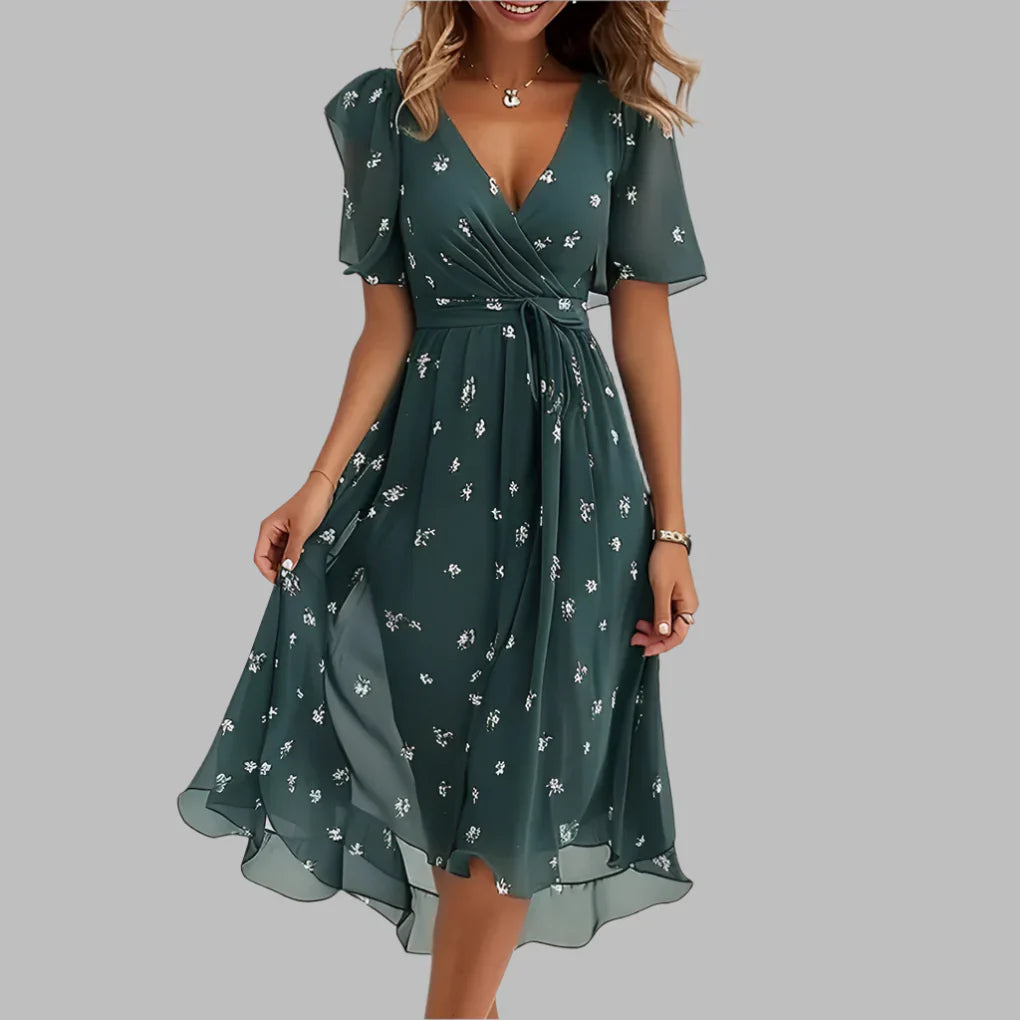 Women's Elegant Flower Bodycon Midi Dress