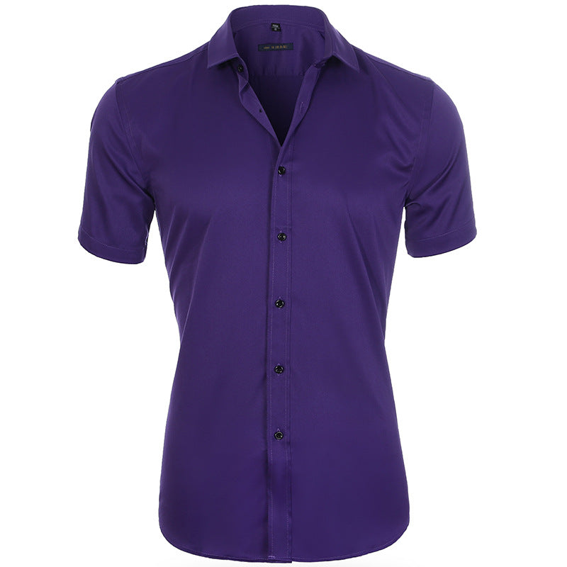 Breathable and wrinkle-resistant short-sleeve shirt for men
