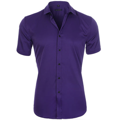Breathable and wrinkle-resistant short-sleeve shirt for men
