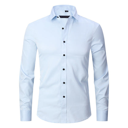 Allen – Long-sleeved slim men's shirt in solid stretch