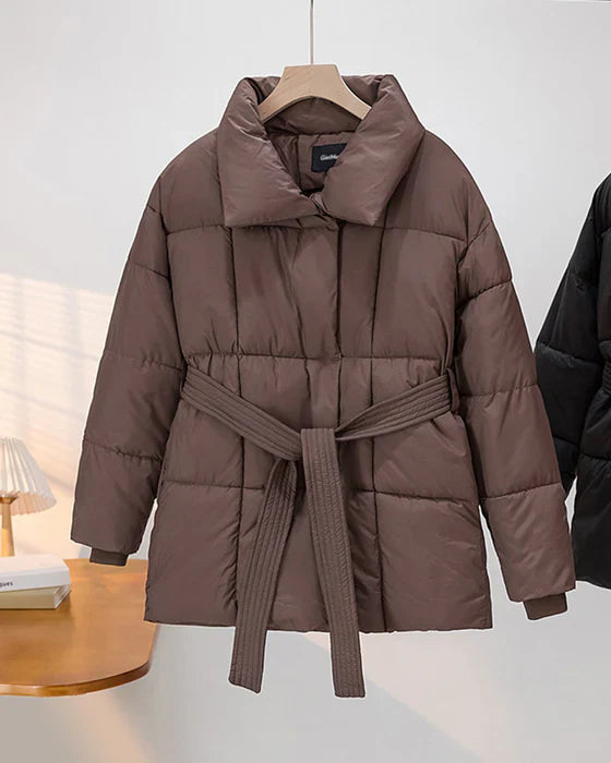 Unlined quilted jacket with lapels in a solid color
