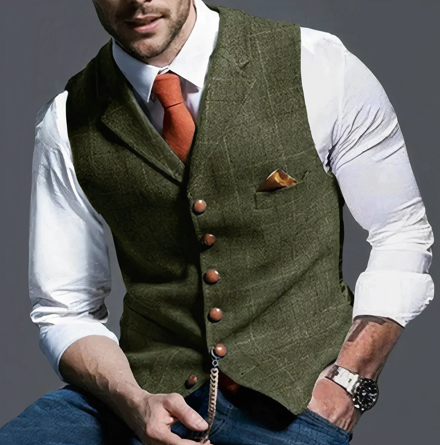 Alexander's subtly checked, elegant waistcoat