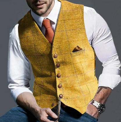 Alexander's subtly checked, elegant waistcoat