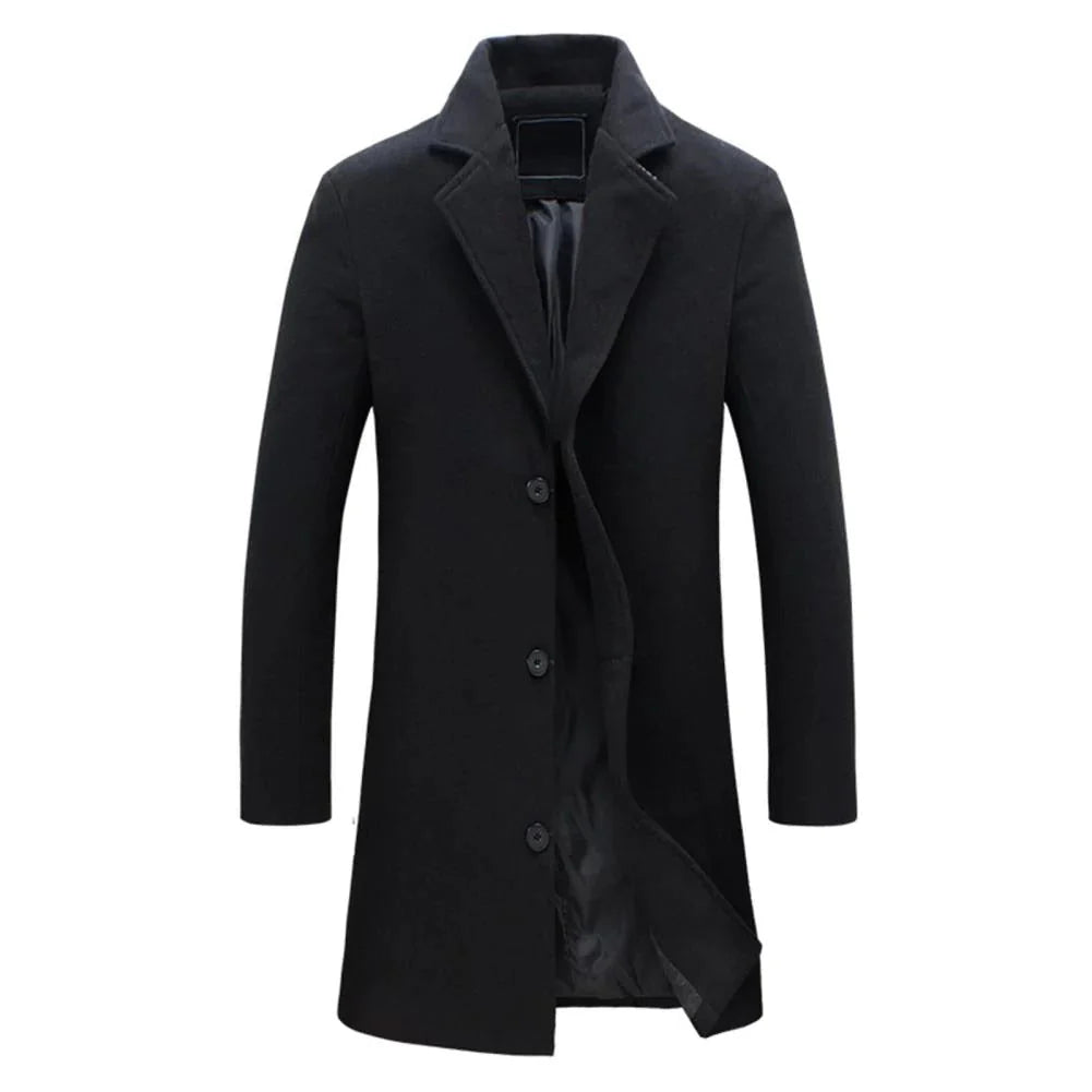 Warm Men's Overcoat with Classic Lapel