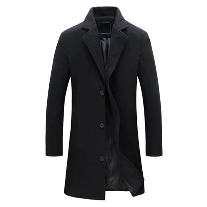 Warm Men's Classic Overcoat with Notch Collar