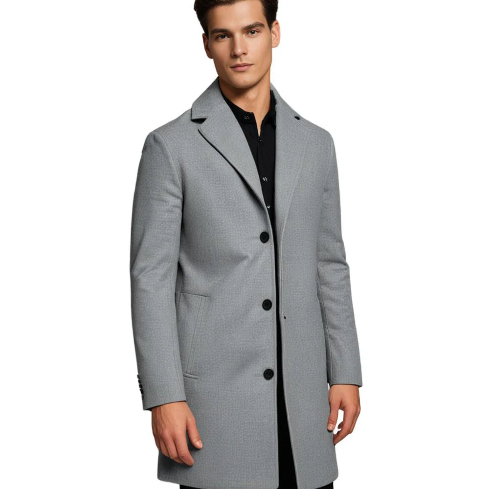 Warm Men's Overcoat with Classic Lapel