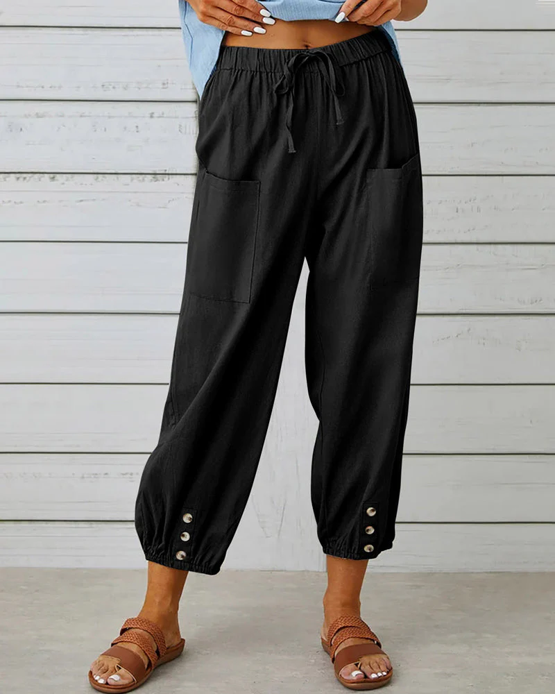 Breathable pants - casual style with hem and elastic pockets