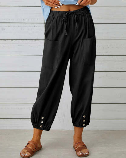 Breathable pants - casual style with hem and elastic pockets