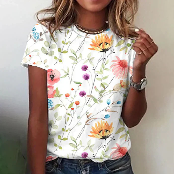 Abigail Short Sleeve T-Shirt: Flower Dream Design
