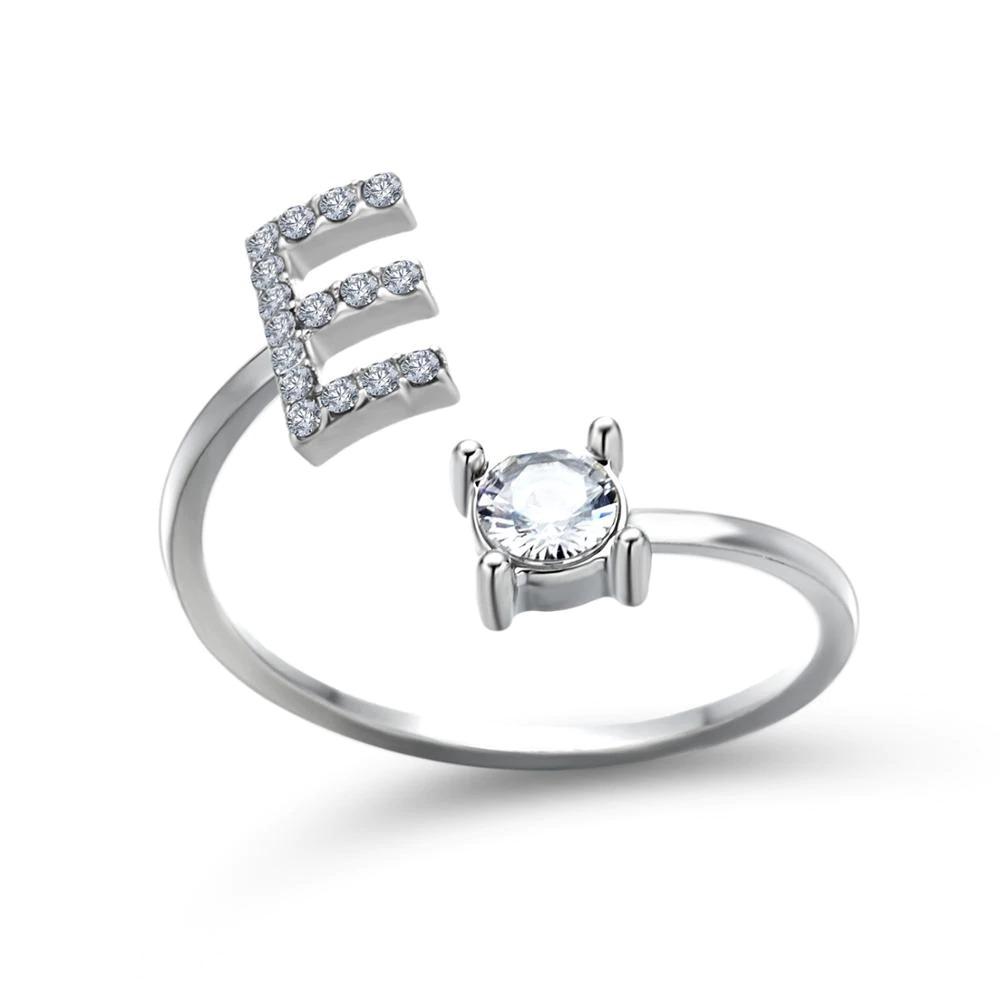 Adjustable letter ring with zirconia | A-Z initial