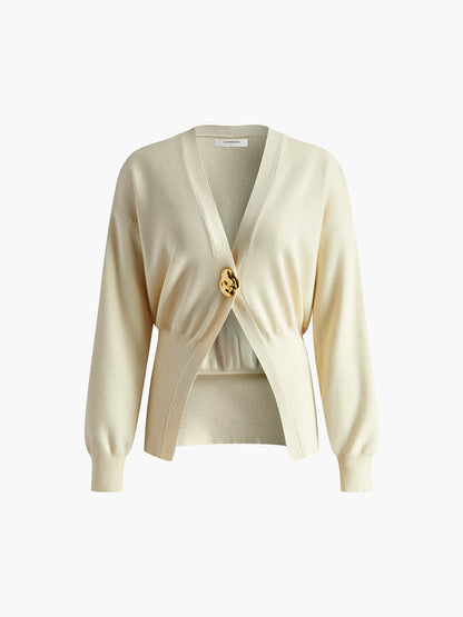 Women's cardigan with deep V-neck | button detail