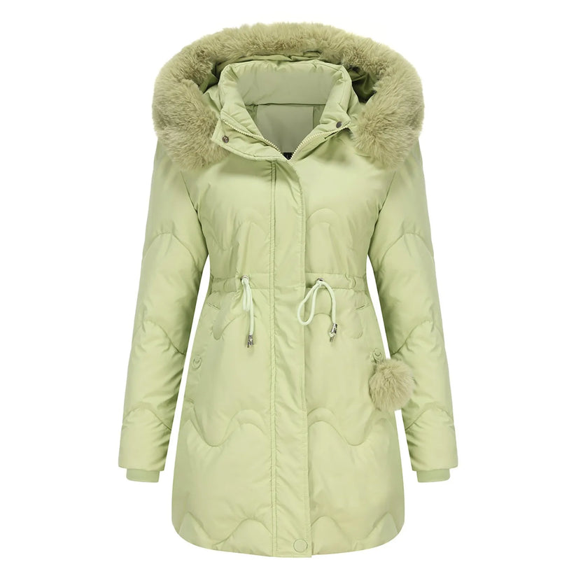 Warm winter coat with a plush collar – Renata