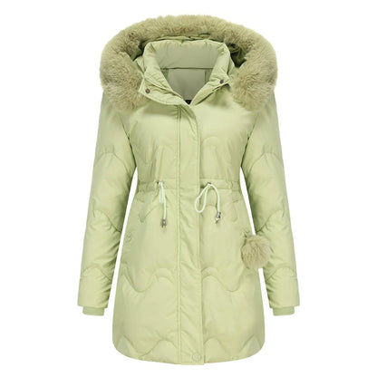 Warm winter coat with a plush collar – Renata