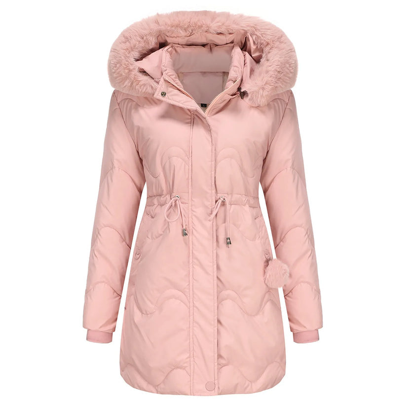 Warm winter coat with a plush collar – Renata