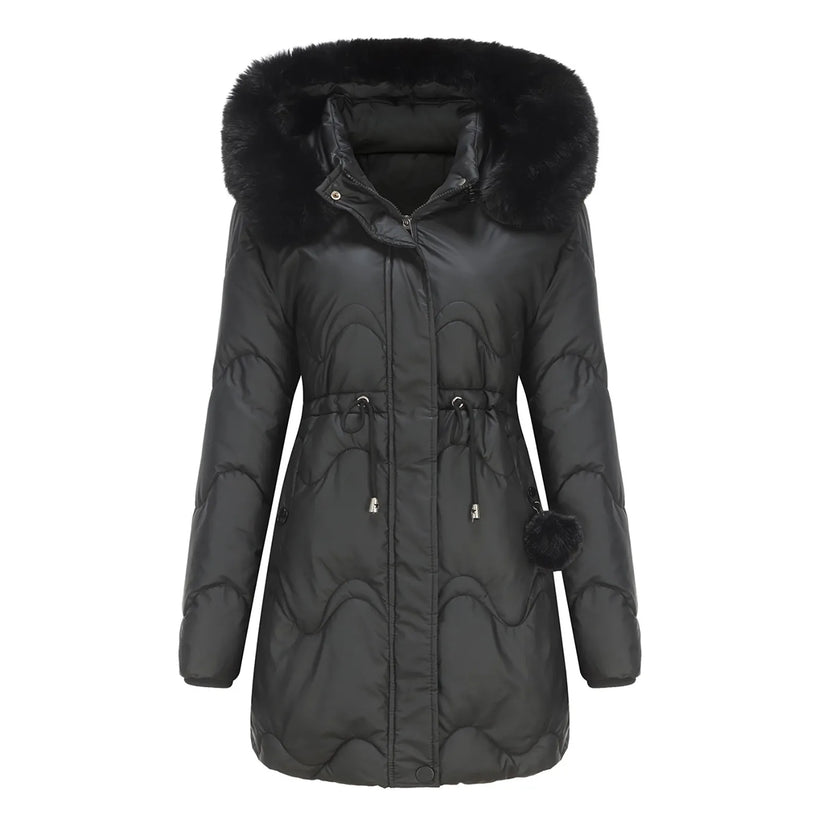 Warm winter coat with a plush collar – Renata
